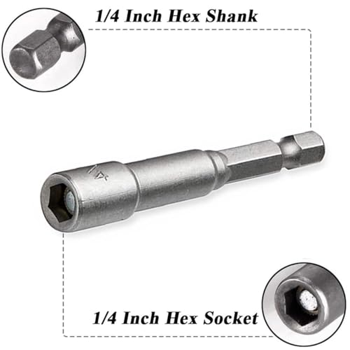 Wolfride 10Pcs Power Nut Driver Set Magnetic 1/4'' Hex Socket Set Quick Change Adapter Socket - Image 5