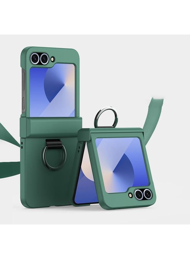 اس-توب جراب لهاتف Samsung Galaxy Z Flip5 5G جراب هاتف رفيع للغاية بملمس جلدي مع حلقة ومفصلة - Image 1