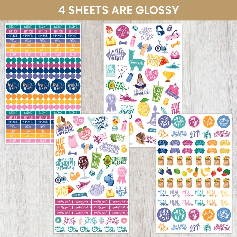 bloom daily planners Health Wellness and Fitness Planner Stickers - Variety Sticker Pack - Six Sticker Sheets Per Pack! - Image 2