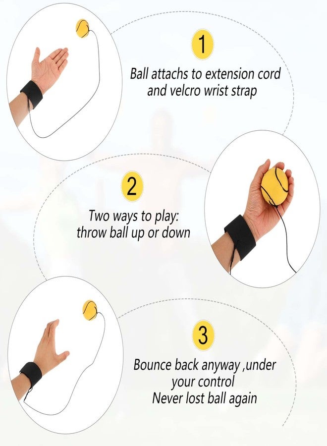 DSLSQD 4 Pieces Wrist Return Ball - 2 Inch Rubber Rebound Wristband On A String Sports Ball Includes Basketball, Baseball and Football for Teens Adults Exercise or Play (Nomal) - Image 5