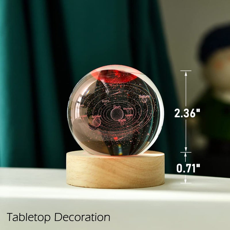 Ifolaina 3D Solar System Crystal Ball 60Mm Universe Gifts With Laser Engraved Model Astronomy Decor And Gift For Kids  Physics Enthusiasts  And Space Model Collectors - Image 3