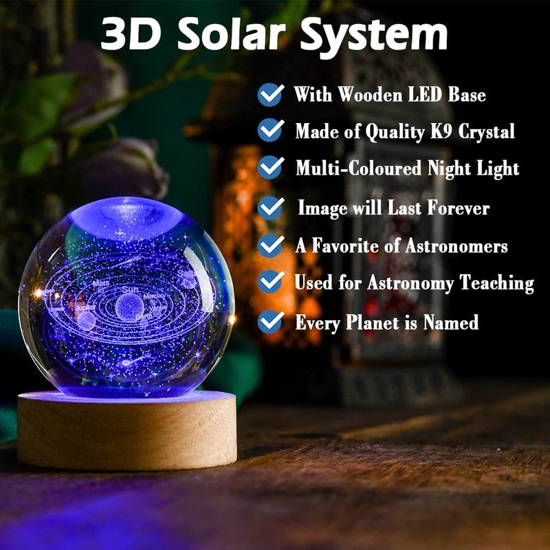 Ifolaina 3D Solar System Crystal Ball 60Mm Universe Gifts With Laser Engraved Model Astronomy Decor And Gift For Kids  Physics Enthusiasts  And Space Model Collectors - Image 2
