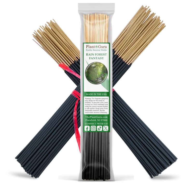 Plant Guru Rain Forest Fantasy Incense Sticks 11 1 Bundle 85 to 100 Sticks Smooth and Clean Long Burn Time 45 to 60 Minutes