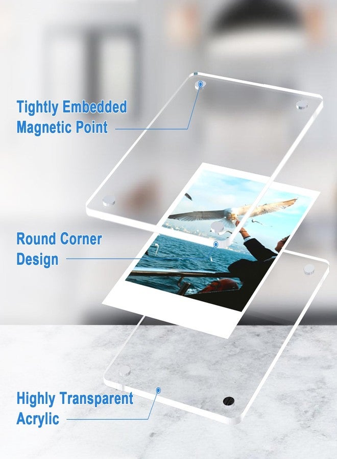 Lzerking Acrylic Magnetic Picture Frame 20 Pack 2.36x3.54 Inches Mini Polaroid Fridge Magnet Frames, Double Sided Clear Refrigerator Photo Frame for Fujifilm Instax - Image 3