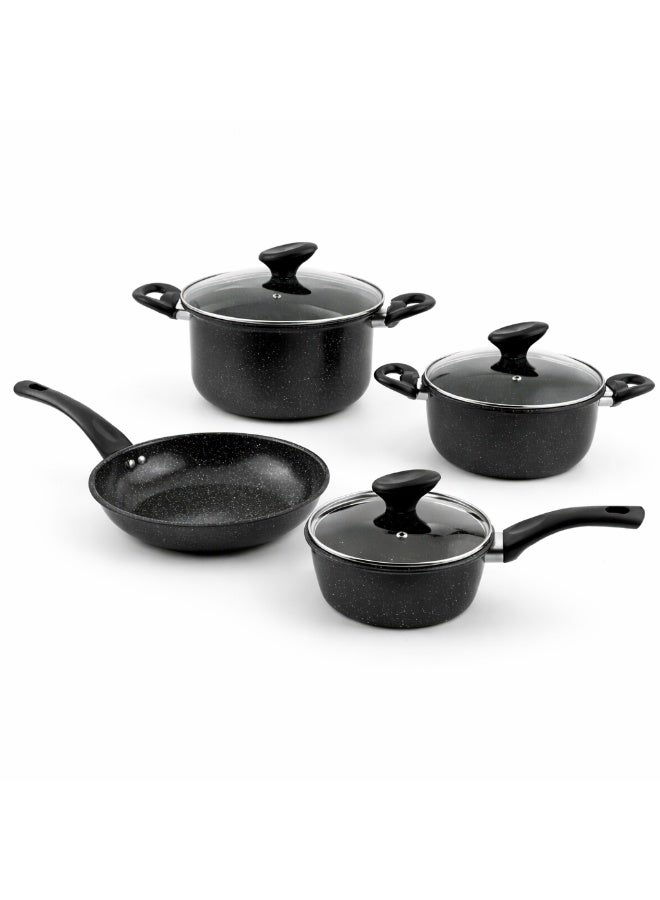 Bister Carbon Steel with Granite Coating 7-Piece Cookware Set, Black Color - Image 1