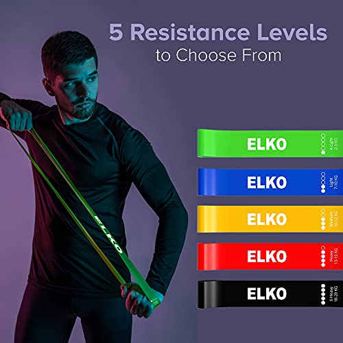 ELKO Natural Rubber Resistance Mini Loop Bands with Carry Bag Included for Toning & Home Workout (Set of 5 ) - Image 5