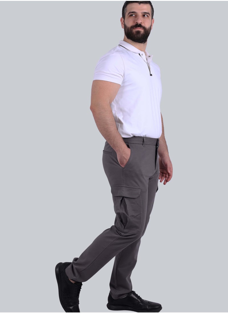 SELECTED - Men's Classic Cargo Pocket Trousers in Brown - Image 1