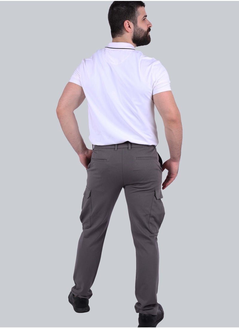 SELECTED - Men's Classic Cargo Pocket Trousers in Brown - Image 1