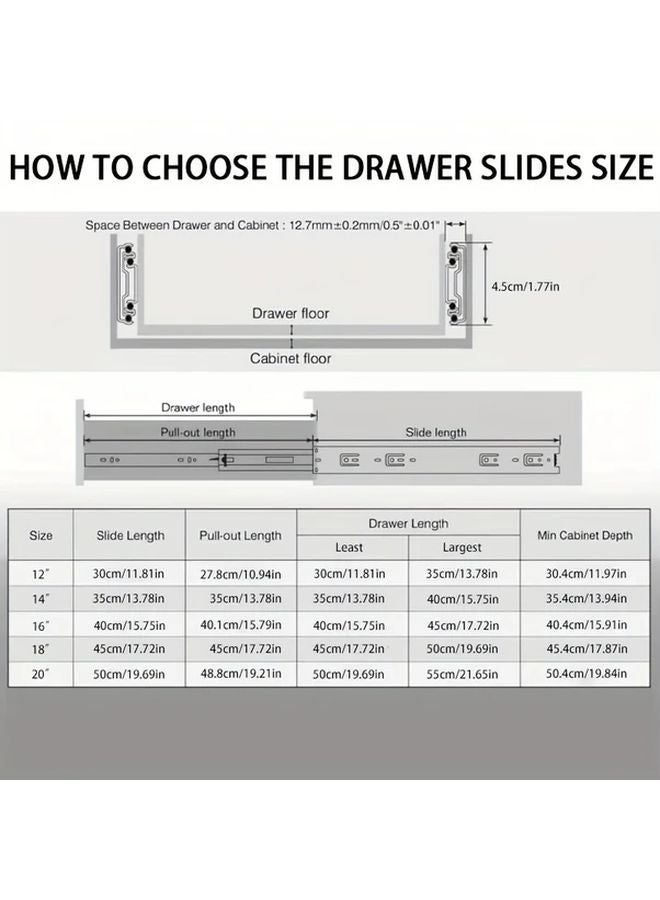 Black Steel Buffer Drawer Slides 2 Piece Set 40 cm Full Extension High Load Bearing - Image 5