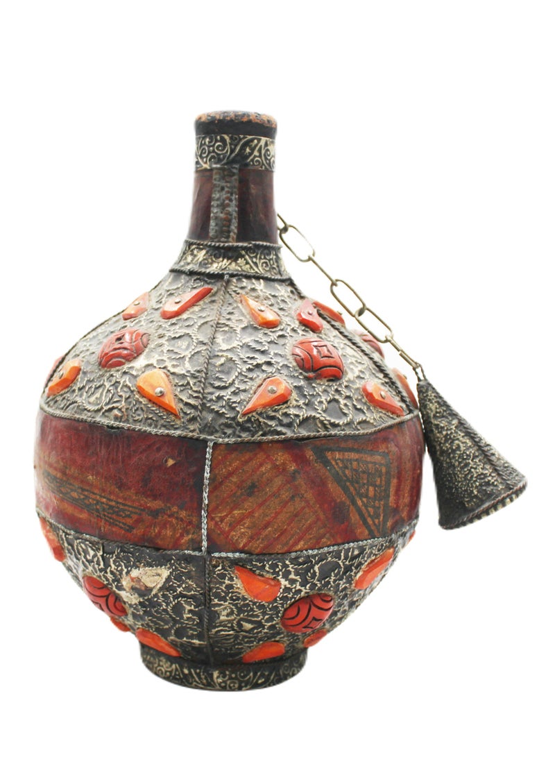 Antique Museum Moroccan Handmade Porcelain Pot White Metal With Bone Work 30 cm  - Image 2