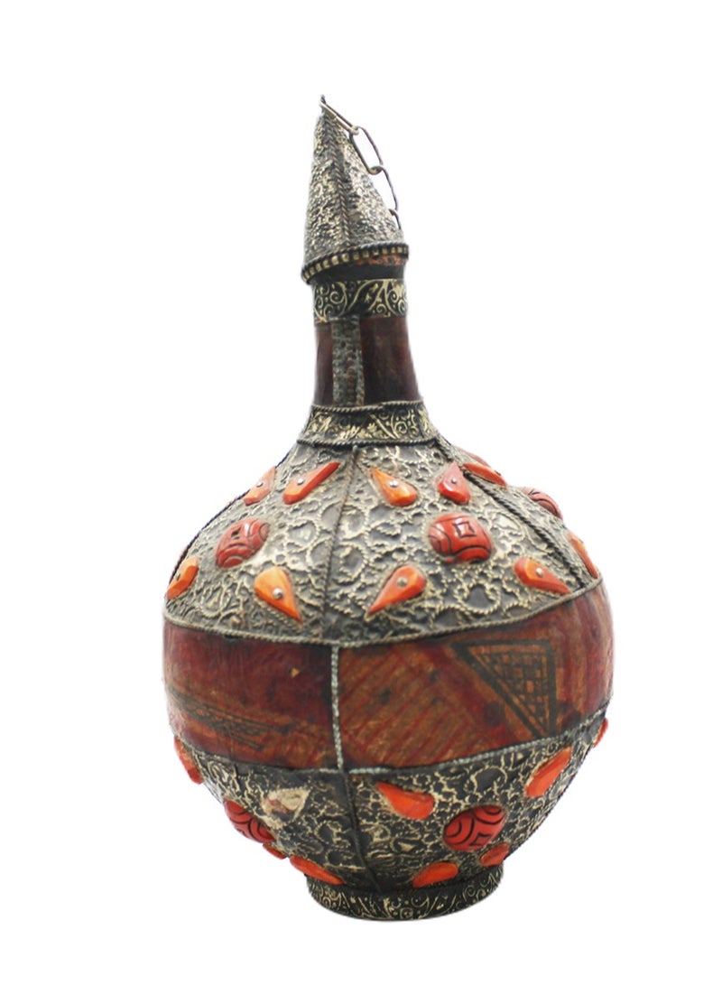 Antique Museum Moroccan Handmade Porcelain Pot White Metal With Bone Work 30 cm  - Image 4