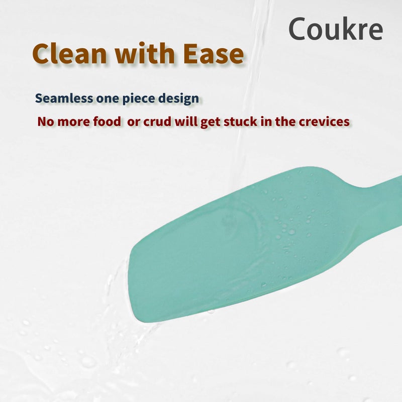 Coukre Silicone Spatula Set of 5,High Heat Resistant, Food Grade Silicone, Upgraded Extended Reinforced Handle,Dishwasher Safe, for Baking, Cooking (Pure Colorful B, Solid color) - Image 4
