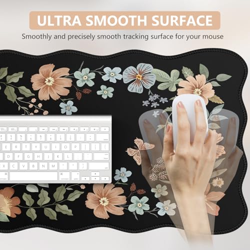 iCasso Desk Matt for Desktop, Black Desk Mat, Cute Desk Pad Mat, XXL Large Mouse Pad for Desk, Anti-Slip Big Mousepad with Stitched Edges, Keyboard Pad Mouse Mat for Computer(Black) - Image 3