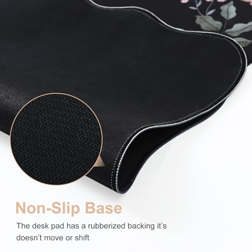iCasso Desk Matt for Desktop, Black Desk Mat, Cute Desk Pad Mat, XXL Large Mouse Pad for Desk, Anti-Slip Big Mousepad with Stitched Edges, Keyboard Pad Mouse Mat for Computer(Black) - Image 4