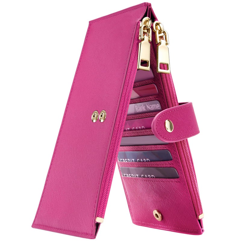 Travelambo RFID Wallet Women Large Size Bifold Multi Card Wallet Case with Zipper Pocke Credit Card Holder for Women - Image 1