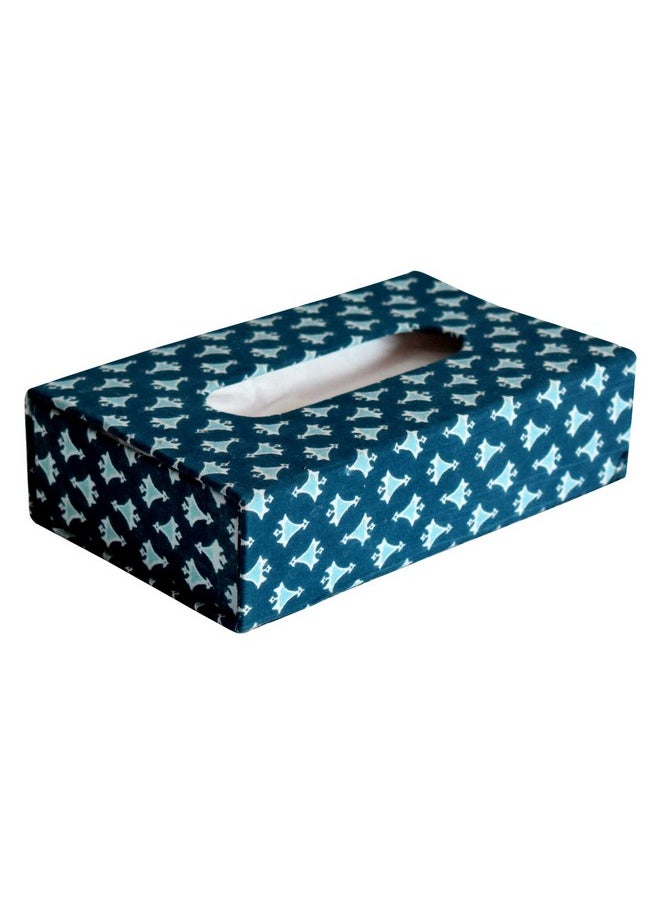 Kuber Industries - Kuber Industries Multiuses Buti Print Handicrafts Tissue Paper Box/Paper Napkin Holder for Home, Hotel, Office (Blue) - Image 1