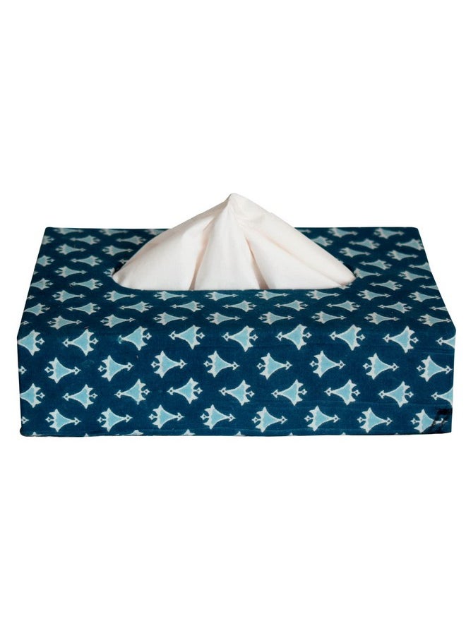 Kuber Industries - Kuber Industries Multiuses Buti Print Handicrafts Tissue Paper Box/Paper Napkin Holder for Home, Hotel, Office (Blue) - Image 1
