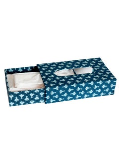 Kuber Industries Kuber Industries Multiuses Buti Print Handicrafts Tissue Paper Box/Paper Napkin Holder for Home, Hotel, Office (Blue)  - Image 3