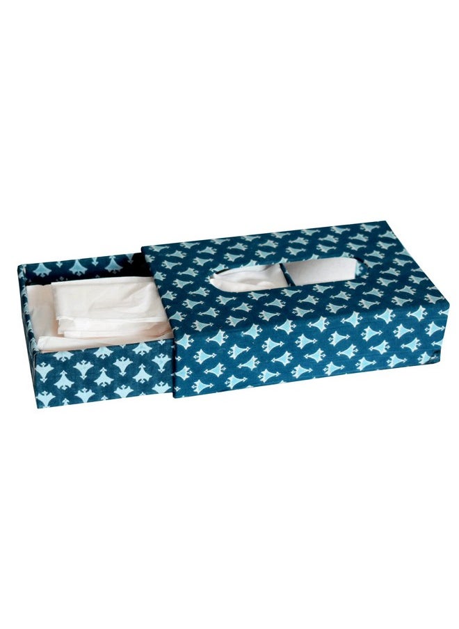 Kuber Industries - Kuber Industries Multiuses Buti Print Handicrafts Tissue Paper Box/Paper Napkin Holder for Home, Hotel, Office (Blue) - Image 1