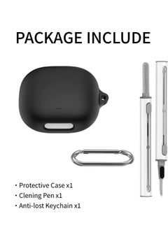 SJet for Liberty 4 Pro Case Cover with Cleaner Kit, Soft Silicone Protective Case for Anker Soundcore Liberty 4 Pro Case for Women Men, Liberty 4 Pro Case Accessories with Keychain (Black)  - Image 2