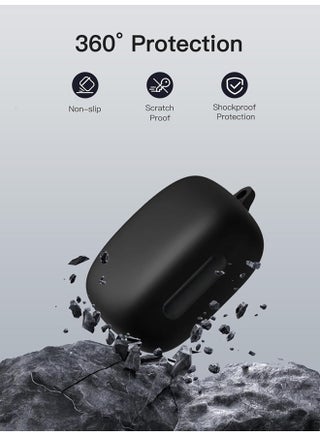for Liberty 4 Pro Case Cover with Cleaner Kit, Soft Silicone Protective Case for Anker Soundcore Liberty 4 Pro Case for Women Men, Liberty 4 Pro Case Accessories with Keychain (Black) - view 4