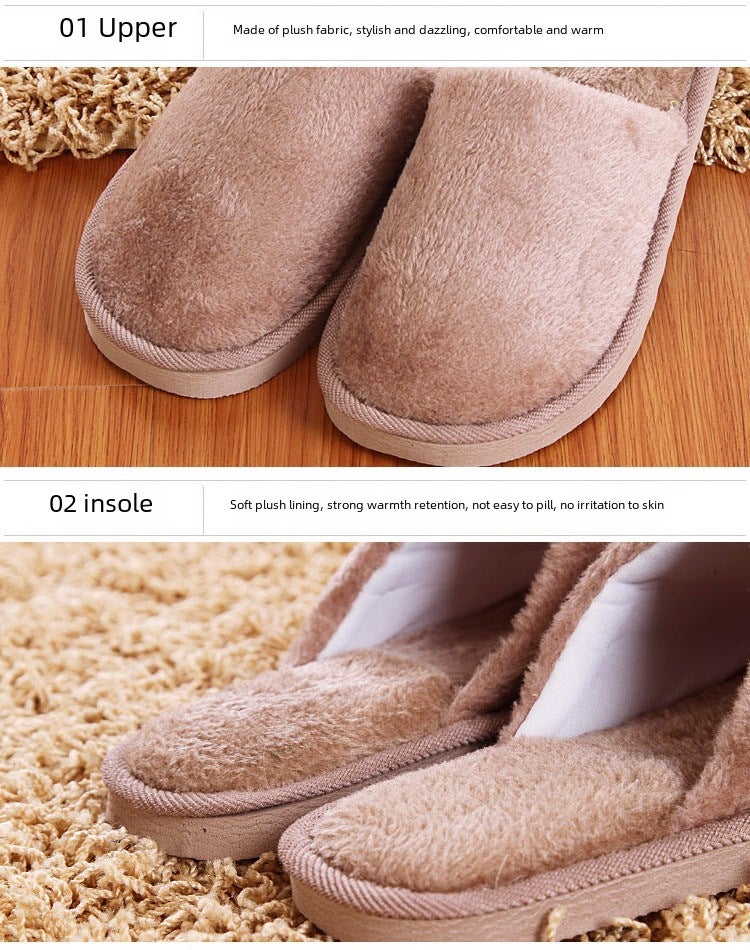 Winter Couple Plush Warm Home Slippers Cotton EVA Rose female  - Image 5