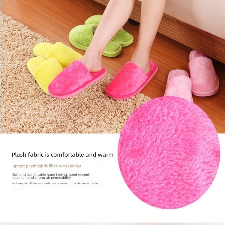 Winter Couple Plush Warm Home Slippers Cotton EVA Rose female  - Image 3