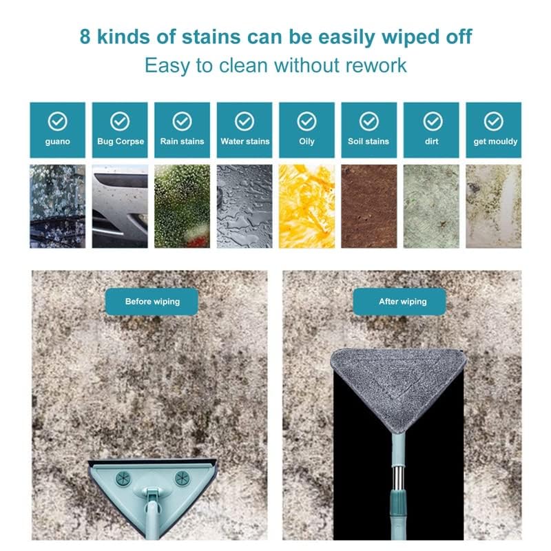 DZOPE Stainless Steel Rotatable Triangle Microfiber Flat Floor Mop with Long Handle DZOPE Multicolor Cleaning Mop for Efficient Floor Cleaning - Image 4