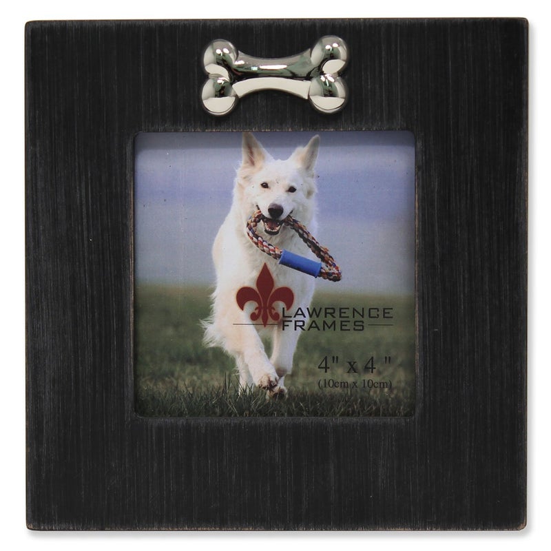 Lawrence Frames Wash Dog Frame with Bone Ornament 4 by 4Inch Black