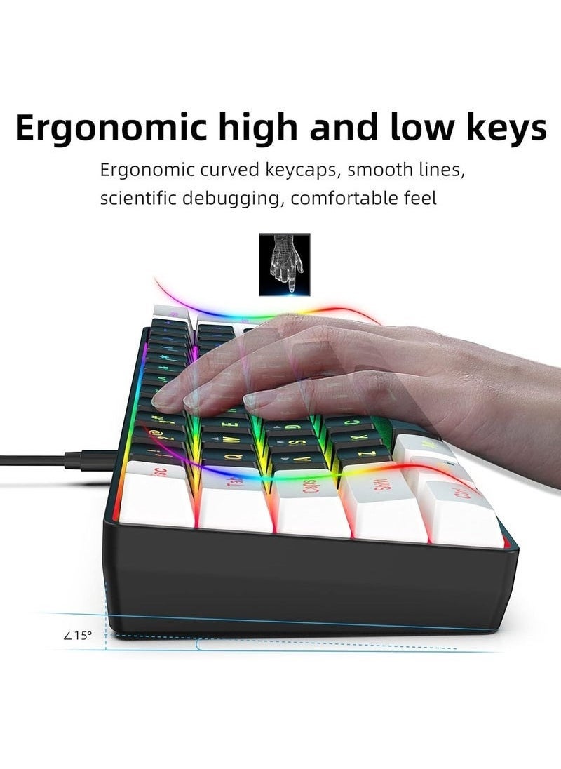 لوحة مفاتيح للألعاب ذات 61 مفتاحًا RGB سلكية صغيرة بنسبة 60% مقاومة للماء للاعبين - Image 5
