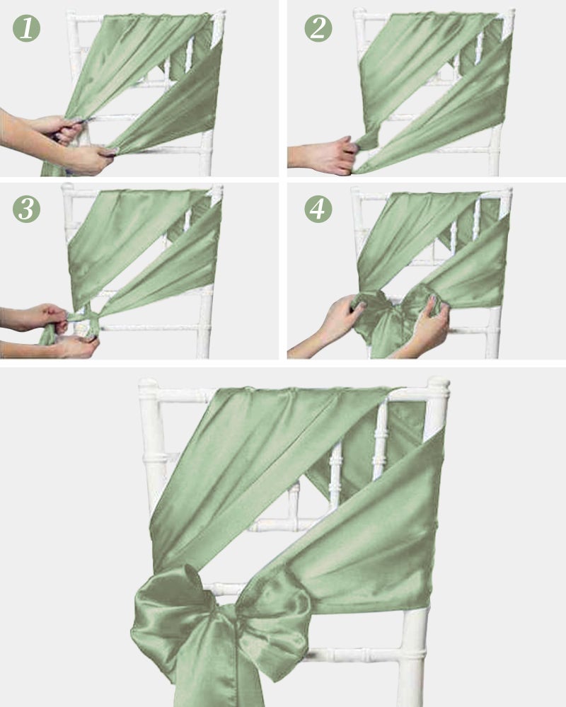 YMHPRIDE YMHPRIDE 120 PCS Sage Green Satin Chair Sashes Ties Bows Designed Chair Sashes for Wedding Party Baby Shower Banquet Restaurant Hotel Folding Chairs Decoration(Sage Green 7x78 inch)  - Image 5