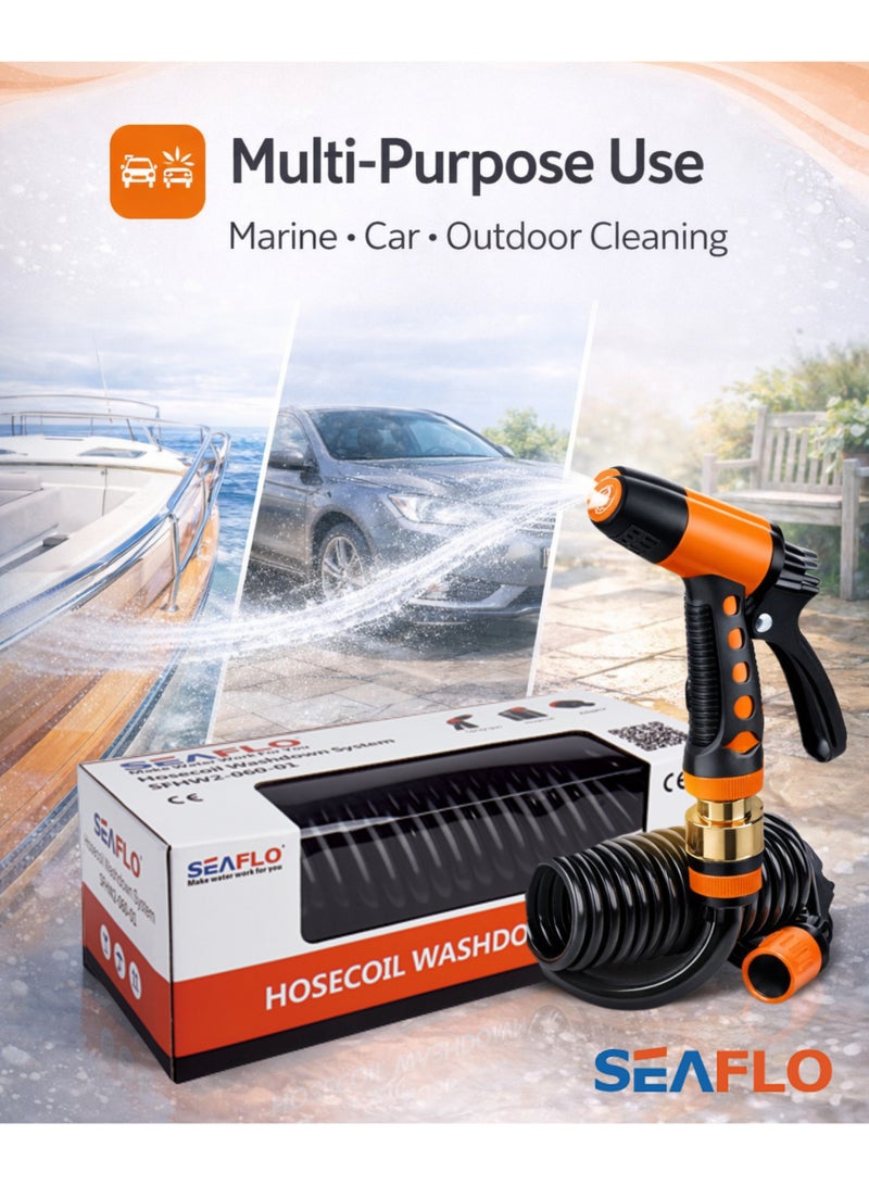 SEAFLO Portable Washdown Pump Kit with 20 ft Coiled Hose & Adjustable Spray Nozzle – Marine & Multi-Purpose Cleaning Kit - Image 5