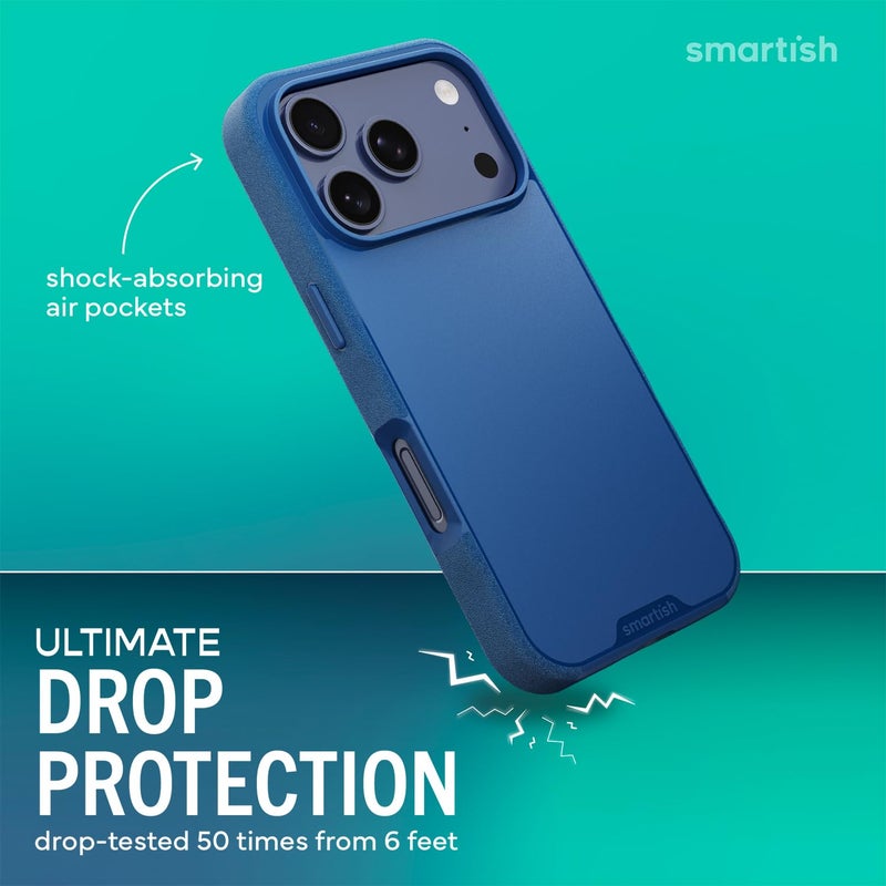 SmartishÂ® iPhone 17 Pro MagSafe Case - Gripmunk Magnetic Slim Case [Lightweight + Protective] Thin Grip Cover with Microfiber Lining for Apple iPhone 17 Pro - Blues on The Green - Image 2