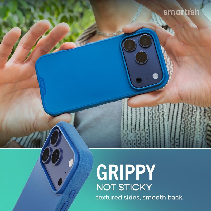 SmartishÂ® iPhone 17 Pro MagSafe Case - Gripmunk Magnetic Slim Case [Lightweight + Protective] Thin Grip Cover with Microfiber Lining for Apple iPhone 17 Pro - Blues on The Green - Image 4