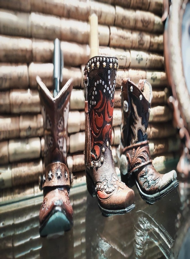 Eagrafts Rustic Decorative Western Cowboy Boot Pencil Pen Holder Vase Caddy Office Decoration (Red and Black) - Image 4