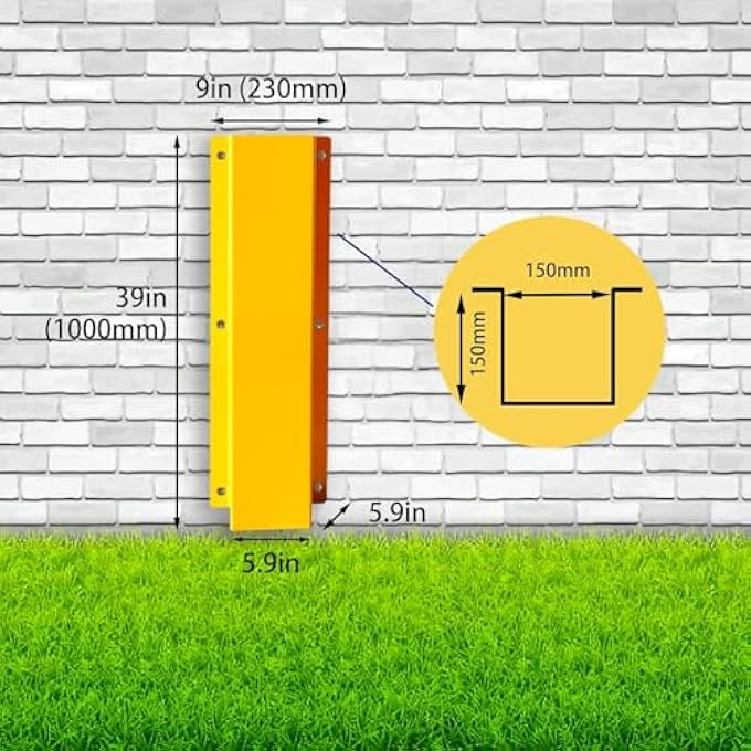 PIPE AND DOWNSPOUT PROTECTOR, CARBON STEEL GUARD DEVICE, 39" H X 6" W X 6" D YELLOW - Image 3