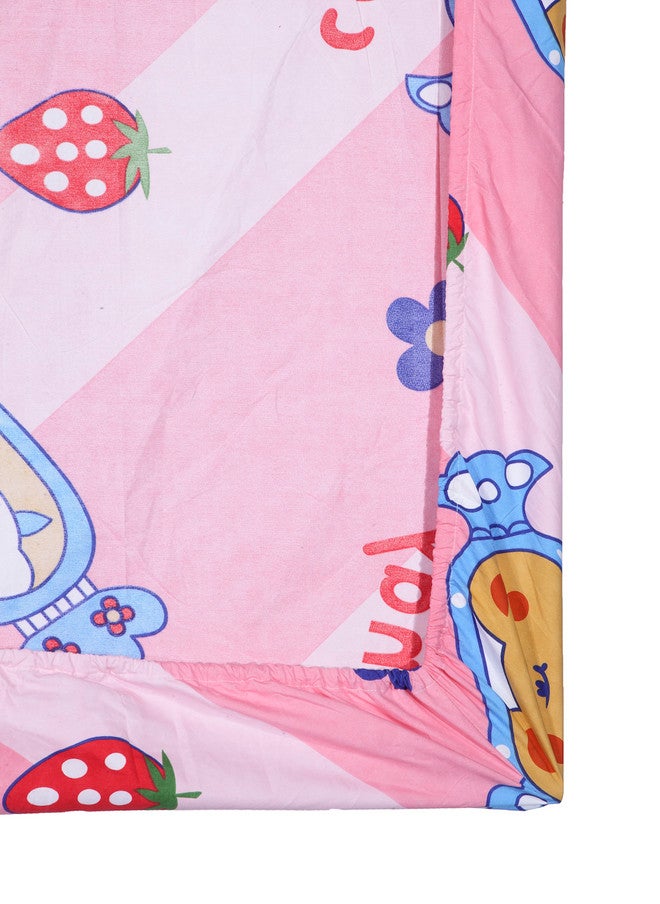 Arrabi Majestic Pink Graphic Polycotton 300 TC Fitted King Fine Bedsheet with 2 Pillow Covers - Image 5