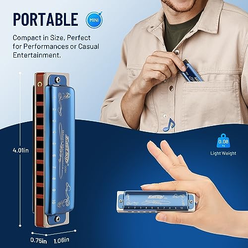 East top Diatonic Harmonica Key of G, 10 Holes 20 Tones 008K Diatonic Mouth Organ Harmonica with Blue Case, Standard Harmonica For Adults, Professionals and Students - Image 5
