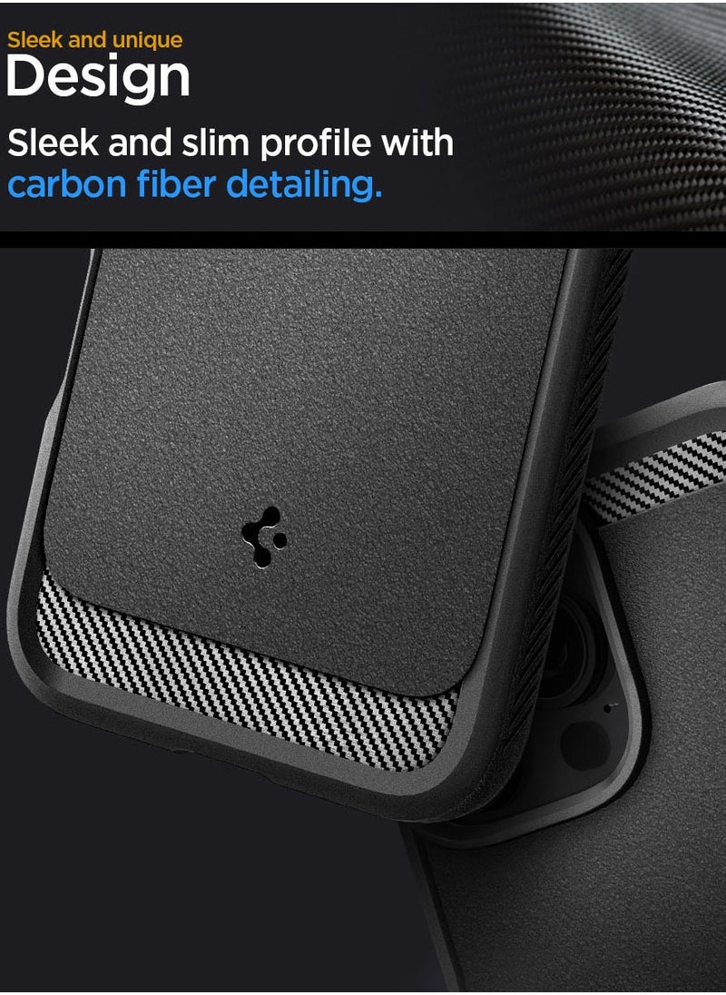 Spigen - Rugged Armor MagFit iPhone 16 Pro MAX Case Cover with MagSafe and Carbon Fiber Textures (2024) - Matte Black - Image 1