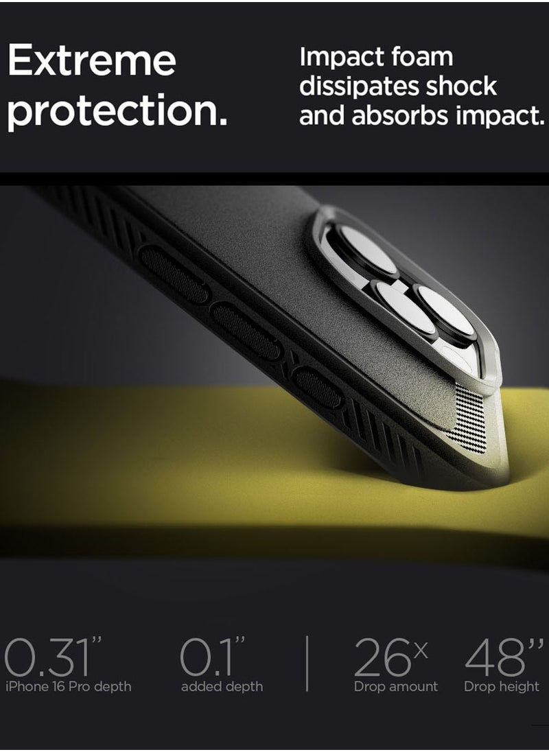 Spigen - Rugged Armor MagFit iPhone 16 Pro MAX Case Cover with MagSafe and Carbon Fiber Textures (2024) - Matte Black - Image 1