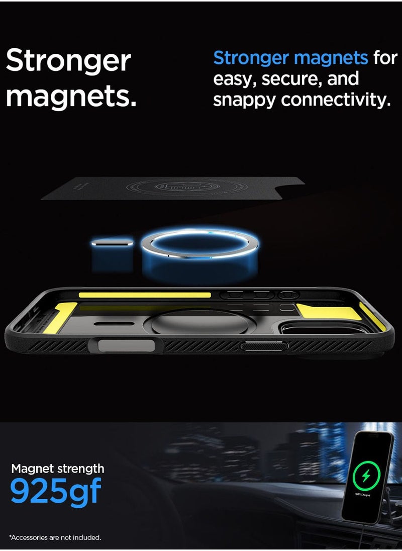 Spigen - Rugged Armor MagFit iPhone 16 Pro MAX Case Cover with MagSafe and Carbon Fiber Textures (2024) - Matte Black - Image 1
