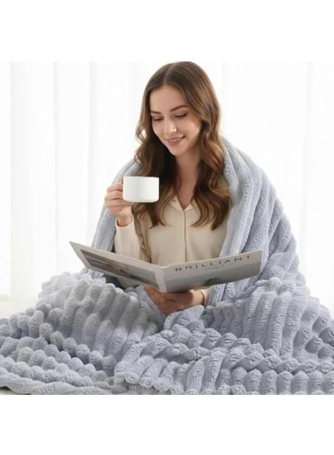دفاية خفيفة من الفرو الناعم غطاء سرير شتوي دافئ مناسب للأريكة والسرير مقاس 160 سم × 150 سم - Image 3