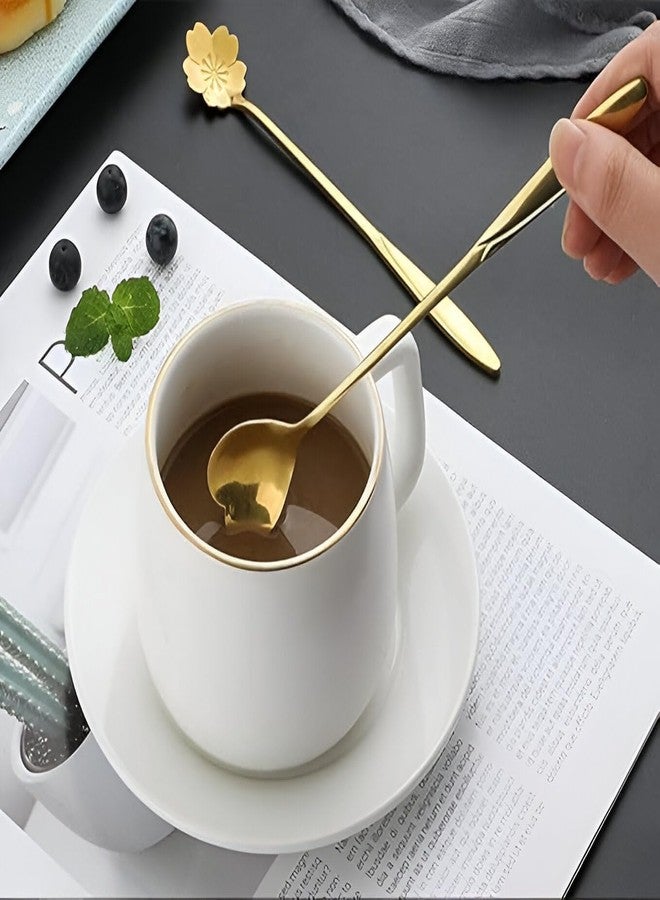 F4FIVE Golden Spoon Set 4 Pcs | Stainless Steel Gold Flower Shape Coffee Spoons | Dessert, Tea & Ice Cream Cutlery | Kitchen Tableware with Package Bag | 18cm - Image 3