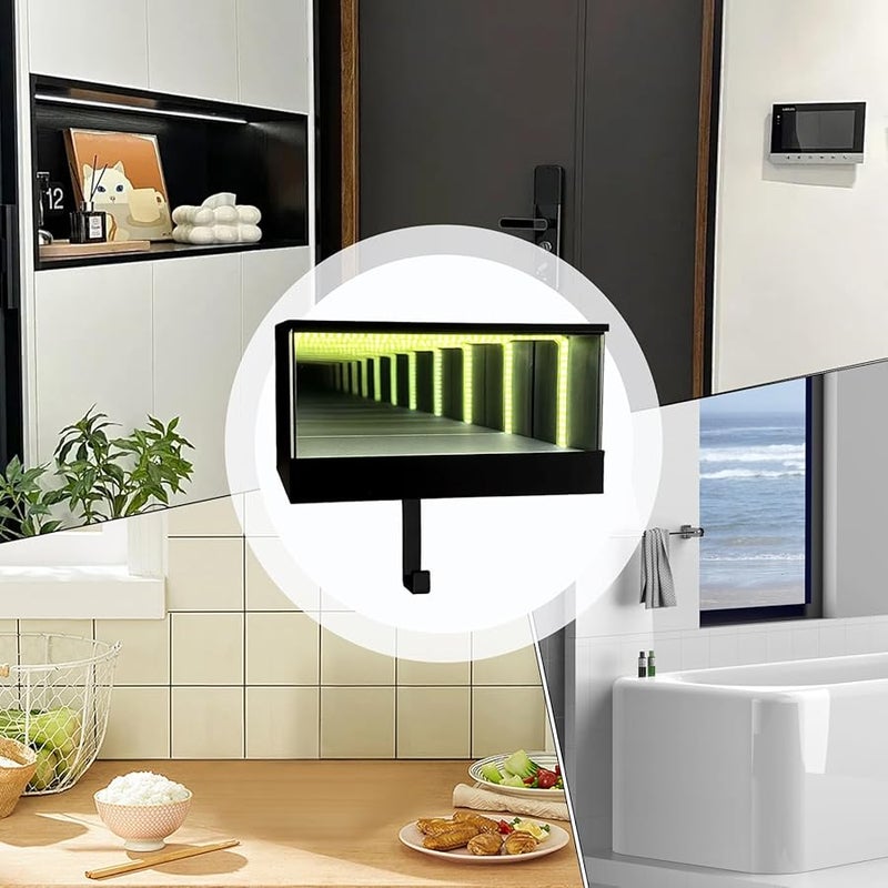 منظم مفاتيح الحائط مع إضاءة LED ووهم المرآة لديكور مدخل المنزل والمطبخ - Image 5