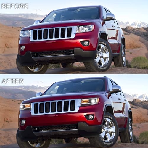 VLAND LED Headlights Fit for 2011 2012 2013 Jeep Grand Cherokee WK2, Front Light with Blue Dynamic Startup DRL, Clear - Image 5