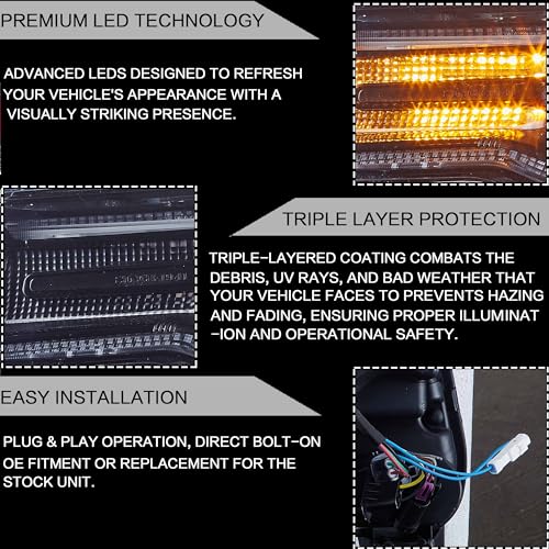 VLAND LED Headlights Fit for 2011 2012 2013 Jeep Grand Cherokee WK2, Front Light with Blue Dynamic Startup DRL, Clear - Image 3
