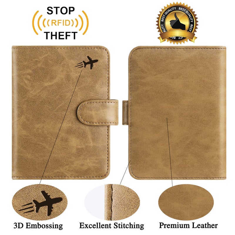 PASCACOO Passport Holder Cover Wallet RFID Blocking Leather Card Case Travel Accessories for Women Men (#Brown) - Image 2