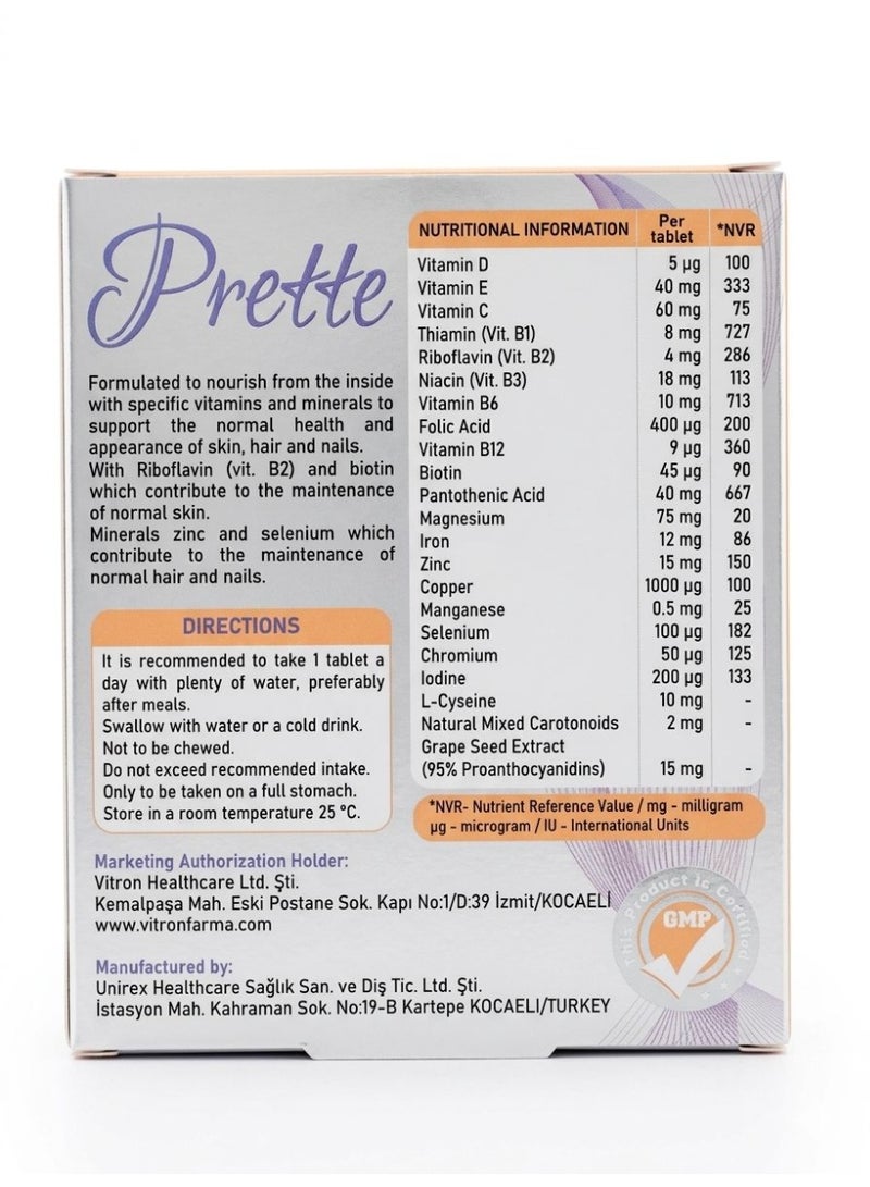 Vitron بريتي فيتامينات متعددة للبشرة والشعر والأظافر 30 قرصًا - Image 2