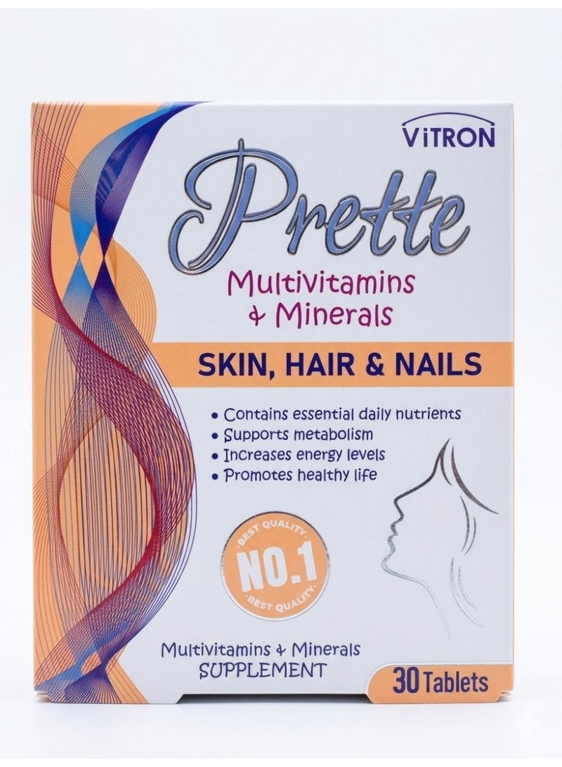 Vitron بريتي فيتامينات متعددة للبشرة والشعر والأظافر 30 قرصًا - Image 1