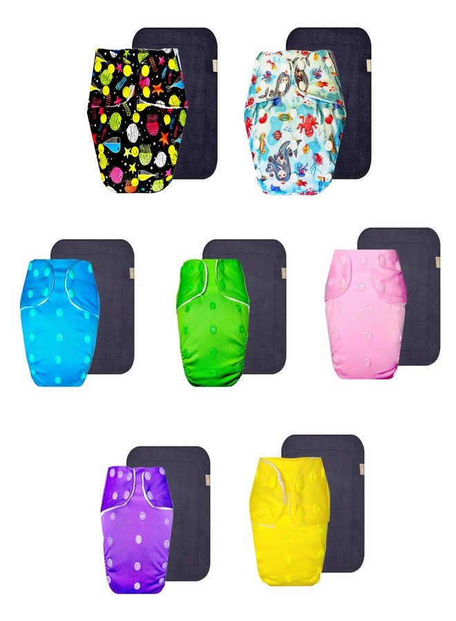 حفاضات قماشية فاخرة من دمبلدو مع حشوة رمادية (عبوة من 7 قطع) | شعور بالجفاف والراحة | قابلة لإعادة الاستخدام والغسل | أزرار كبس قابلة للتعديل | موثوق بها من قبل الأمهات | من 3 أشهر إلى 3 سنوات | مناسبة للجنسين - Image 1